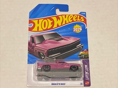Bounce 'N Bass Pink Truck 2026 Hot Wheels HW Layin' Low 17/250 1/5 Diecast