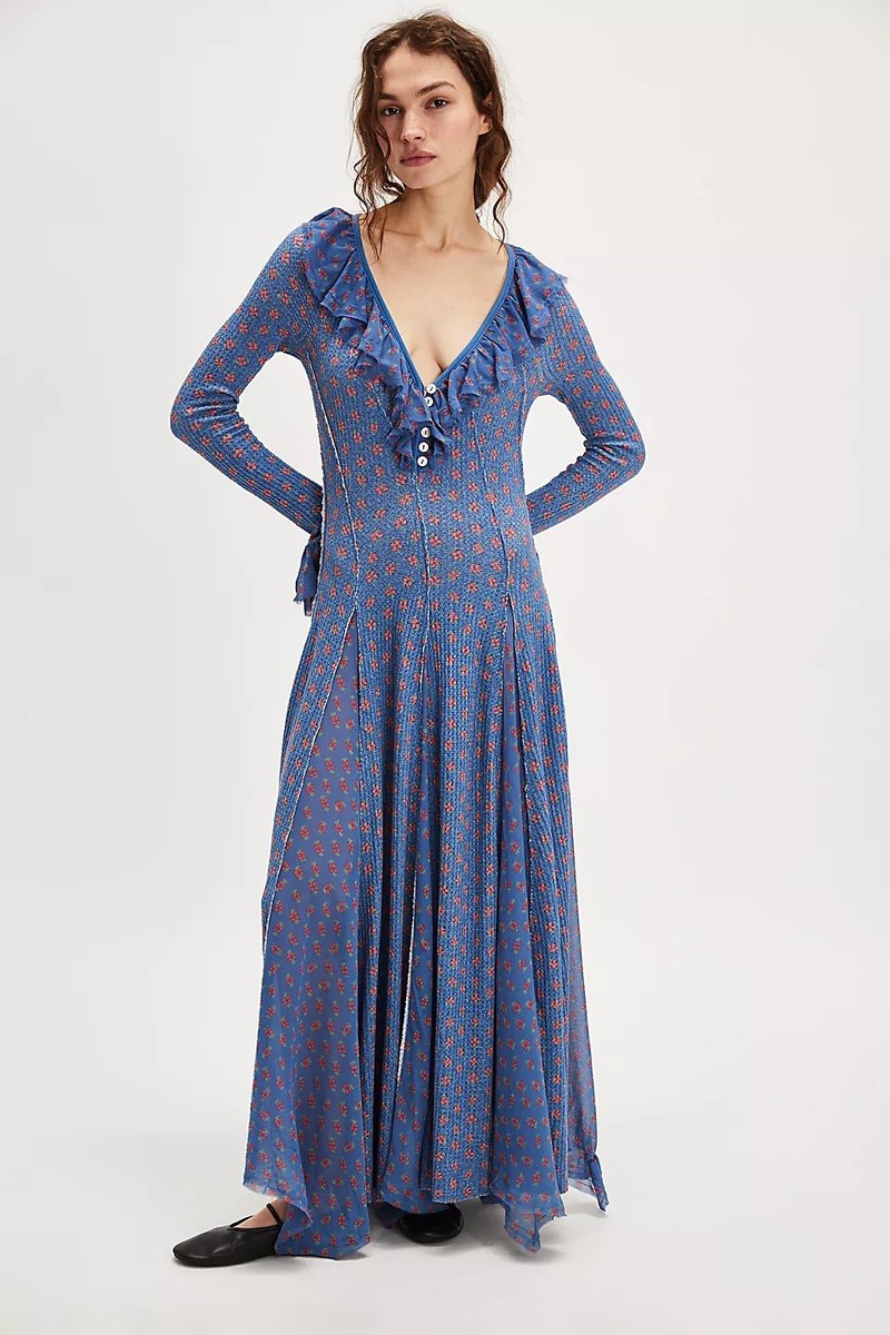 knee length dresses for ladies Free People Adella Corset Maxi Dress - Ivory