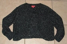 Sparkly Black Sz Large Casual or Dress Stretchy Sweater Shrug ELLE