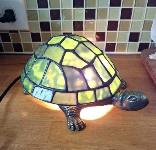 VTG Stained Glass Tiffany Style Tortoise/Turtle Accent Lamp Night Light Work!