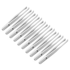 White Plastic Flat Tip Anti-static Tweezers 4.7 Inch Length 93308 10pcs