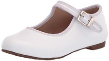 Elephantito Z2864 Girls White Leather With Piping Mary Jane Shoes Size US 7
