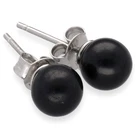Black Tourmaline Schörl Stud 6mm Ball Gemstone Earrings 925 Silver