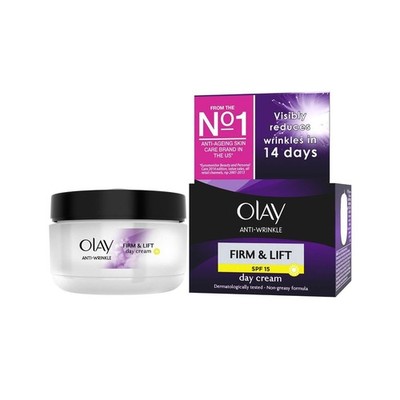 Olay Anti-Wrinkle Firm & Lift Day Cream SPF 15 50 ml (1er Pack), Mehrfarbig 