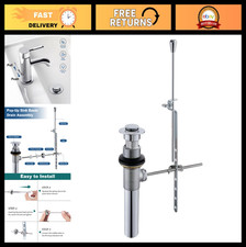Heavy-Duty Brass Pop-Up Drain Assembly with Overflow, Chrome Finish, Sink Kit