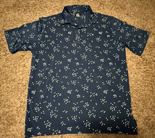 Men's XL FootJoy Flock Of Birds Lisle Performance Golf Polo Shirt Blue