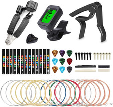 Guitar Accessories Kit Include Acoustic Guitar Strings, Tuner, Capo, 3-in-1 Rest