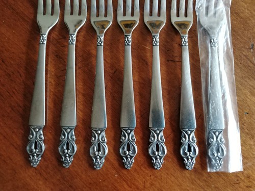 Set 7x Cocktail Gabeln Olaf Besteck National Edelstahl Silberbesteck Japan MCM 5,6" - Bild 2 von 7