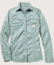 NWT Rasco FR Women's Fitted Long Sleeve Work Cool Girl Button Down Sage Sz 3XL