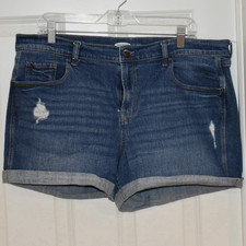 Women s Blue Medium Wash Denim Cuffed Shorts ...