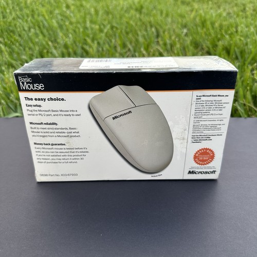Vintage MICROSOFT Basic Mouse 1.0 PS/2 Windows 98 2000 Computer Wired NEW SEALED - Picture 4 of 6