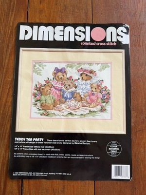VTG Cross Stitch Kit 1992 Dimensions 3733 Teddy Bear Tea Party