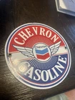 VINTAGE CHEVRON GAS GASOLINE PORCELAIN SIGN 6” inches enamel oil round metal !!!