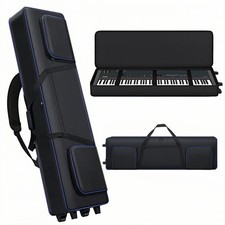 88 Key Keyboard Case With Wheels,Soft Piano Case Keyboard Gig Bag Padded, Rol...