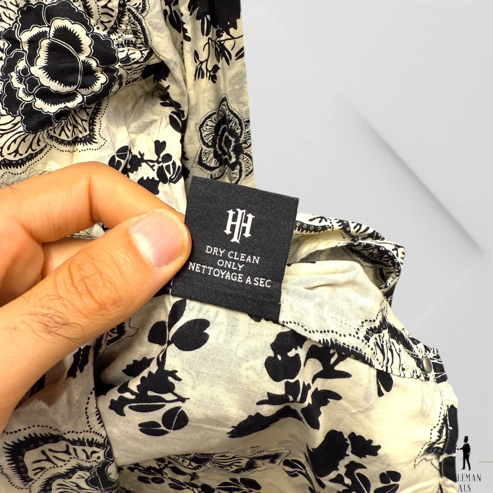 Howe Creative Work Force Men’s Black Floral Print Cotton Button Up 20.5x33 M - Image 4 of 4