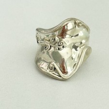 925 Sterling Silver Israel Artisan Designer Signed Modernist Band Ring Size 6