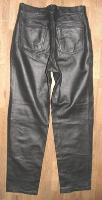 Homme Jeans En Cuir Noir Glaçé Taille 46 W31 L32 - Photo 1/4
