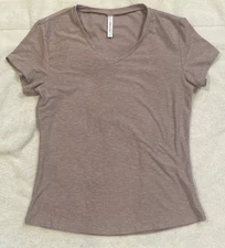 ebb & flow Pink/Heather Short Sleeve V Neck Athletic Top Size M