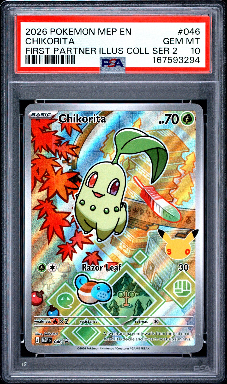 2026 POKEMON MEP EN-ME BLACK STAR PROMO #046 CHIKORITA PSA 10