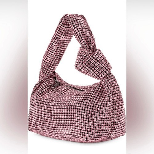 Olga Berg Polly Crystal Clutch Shoulder Bag, Pink, NWT