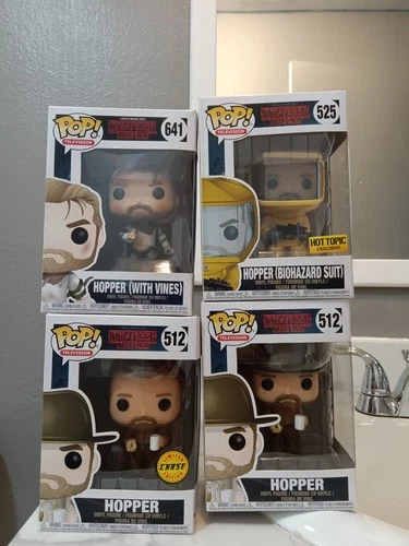 Funko Pop! Stranger Things Hopper Chase#512 Biohazard Suit #525 with Vines #641
