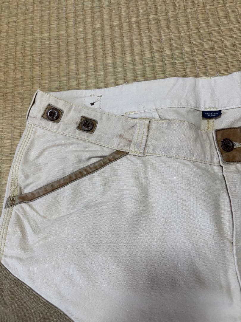 White/Beige Patchwork Work Pants Vintage Effect V… - image 3