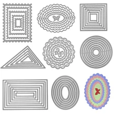 8 Pcs Metal Cutting Dies Flower Round Assorted Shapes Polygon Embossing Tools...