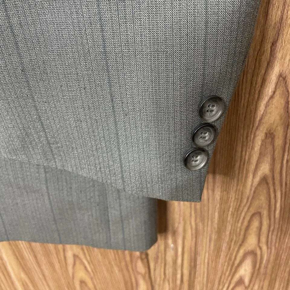 Traje Kuppeheimer 2 Piezas Para Hombre 40L 36x30 Verde Multicolor Rayas Lana Hecho en EE. UU. Foto 4 de 4