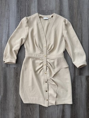 sandro beige dress Sandro Pointelle Knit Midi Dress in Natural