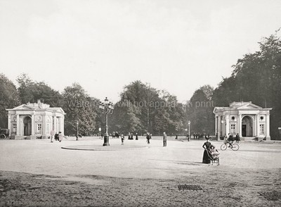 Brussels Belgium Bois de la Cambre Park Gatehouses People Vtg. Photo 19thC.