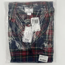 Petite Plume Women's Medium Windsor Tartan Flannel Pajama Set Navy msrp $94