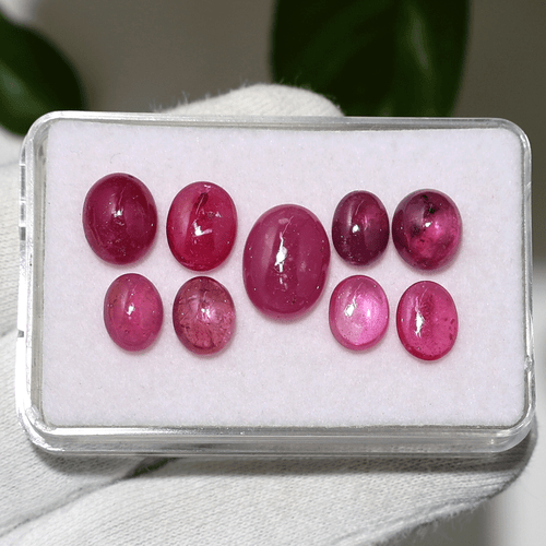9 pezzi Mozambico rubino naturale alta qualità 8 mm-12 mm ovale cabochon pietre preziose sfuse - Foto 9 di 12