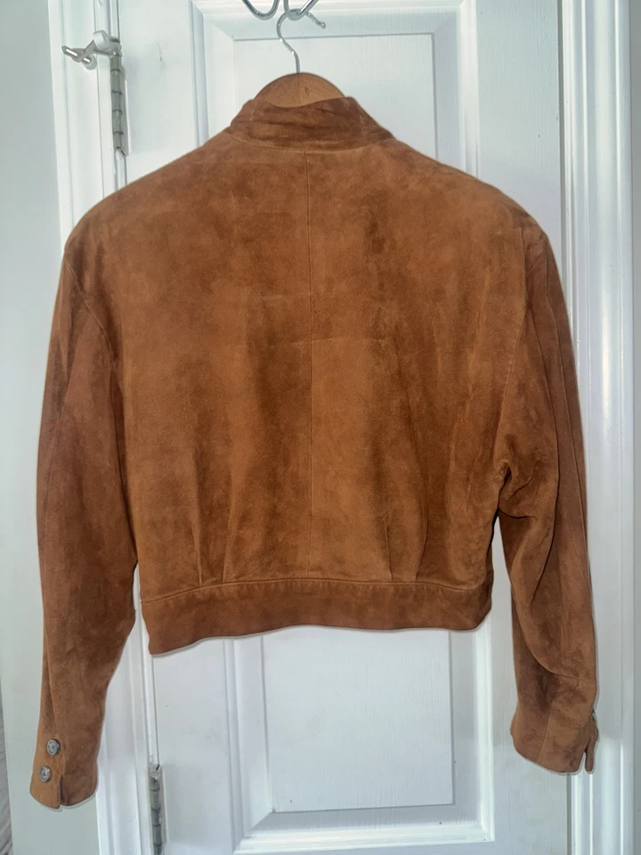 Chaqueta Ralph Lauren Etiqueta Púrpura 100% Gamuza - De Colección, Marrón Coñac, EE. UU., Talla 6 Foto 3 de 4