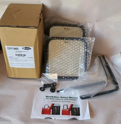 Quadratec Quad Mirrors Square 76-18 Jeep Wrangler CJ, YJ, TY, JK New Open Box 