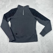 Lululemon Velvet Rose Flocked Scuba 1/4 Zip Pullover Womens 10 Gray Sweatshirt