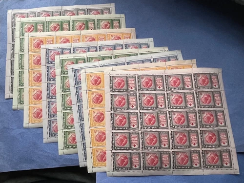 LOT x8 FRENCH GUINEA 1963 SHEETS MNH +FDC ! RED CROSS CENTENARY AIR MAIL 309-312