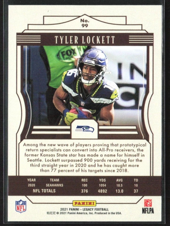 Tyler Lockett 2021 Panini Legacy Red /299 #99 Seattle Seahawks - Image 2 of 2