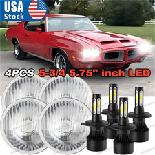 4pcs Fit Pontiac Gto Firebird 1964-1972 5.75 Inch Led Headlights Hilo White