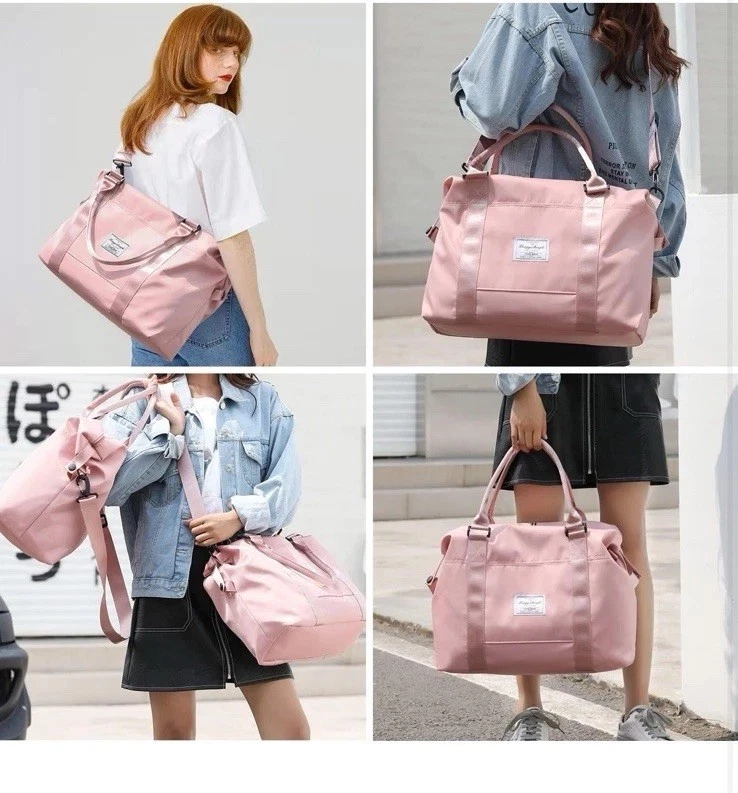 Women's Pink Travel Duffle Bag Pink Overnight, Sports, Gym, Carrier Tote, New ! - Image 4 of 4