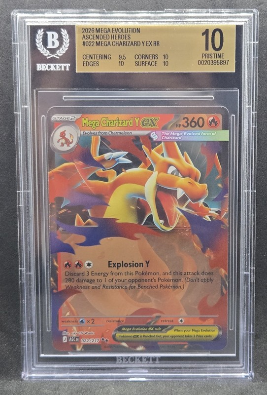 Pokemon BGS 10 Mega Charizard Y Ex 22 Ascended Heroes Pristine 🔥 🐲