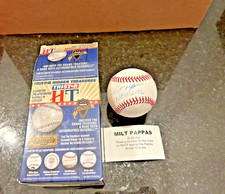 Milt Pappas Signed Rawlings Baseball TriStar Diamond Ticket Autograph