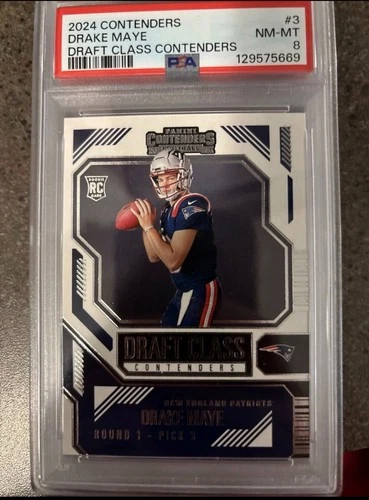 2024 Panini Contenders - Draft Class Contenders Drake Maye #3 (RC) PSA 8