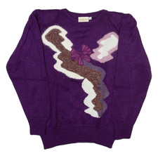 PROGRES Shoulder Pad Womens Jumper Purple Tight Knit M