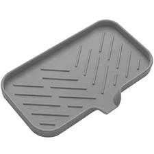 Sponge Holder for Kitchen Sink, Silicone Sponge Dish Tray with Drain Spout, S...