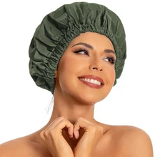 Shower Cap For Women Reusable Bath Hair Cap With Waterproof Double Layers