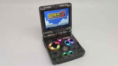 Gameboy Advance SP IPS Akku spiegelnd klar schwarz RGB USB C Laden und Audio