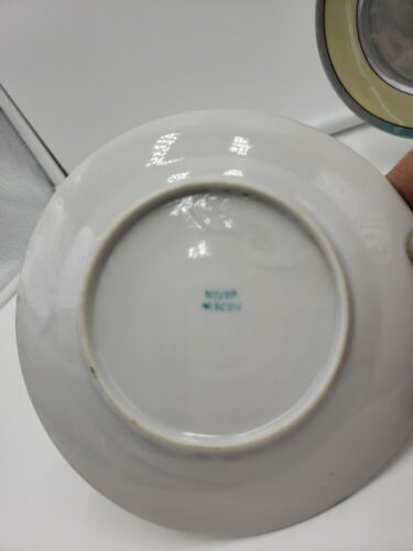 3 Small 5" Made In Japan Lustre Plates Saucer Nippon Flowers Grey Gray - Picture 5 of 9