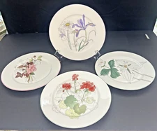 Block Spal Watercolors 7-7/8" Salad Plates  Rose, Trillium, Geranium, Iris Set/4