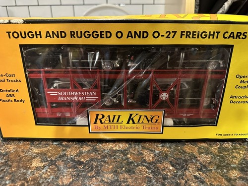MTH RailKing TTOS Santa Fe SW Auto Carrier w/ 4 Ertrl '52 Cadillacs New 30-7659 - Picture 2 of 8