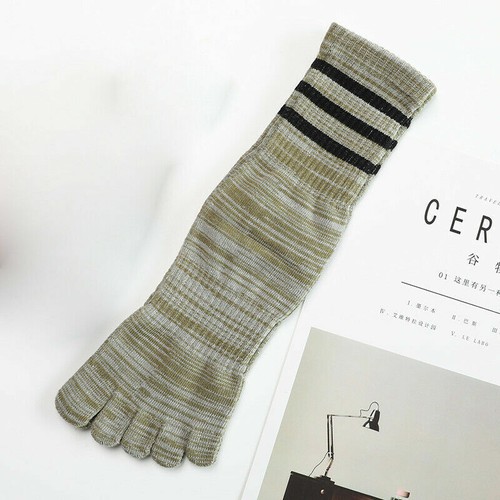 5 Paar Zehensocken Herren Baumwolle gestreift lange Fünf-Finger-Socken Fitnessstudio Sport Freizeit - Bild 8 von 12